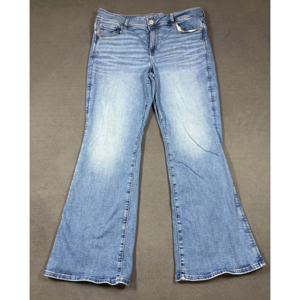 American Eagle Jeans Women 16 Short Blue Next Level Stretch Flare